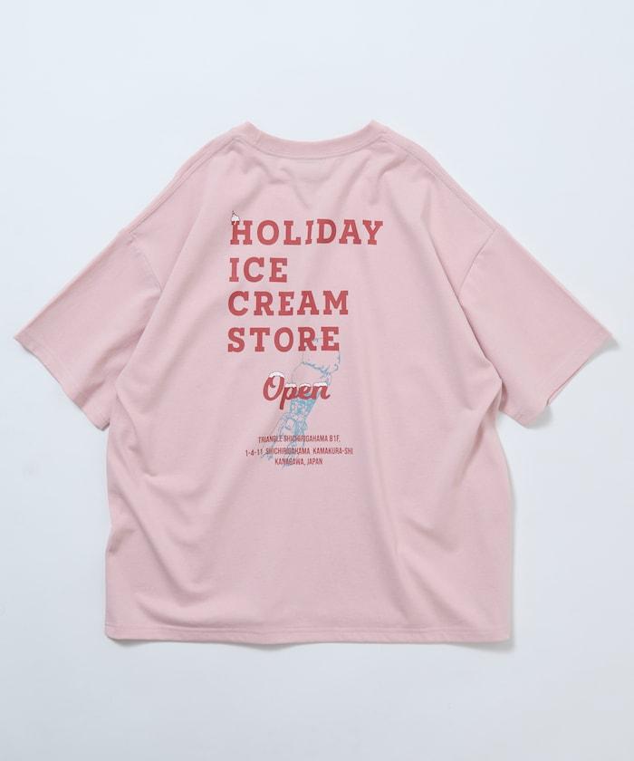 HOLIDAY ICECREAM×FREAK'S STORE  寬鬆 背部印花 圓領 T恤