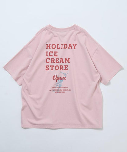 HOLIDAY ICECREAM×FREAK'S STORE  寬鬆 背部印花 圓領 T恤