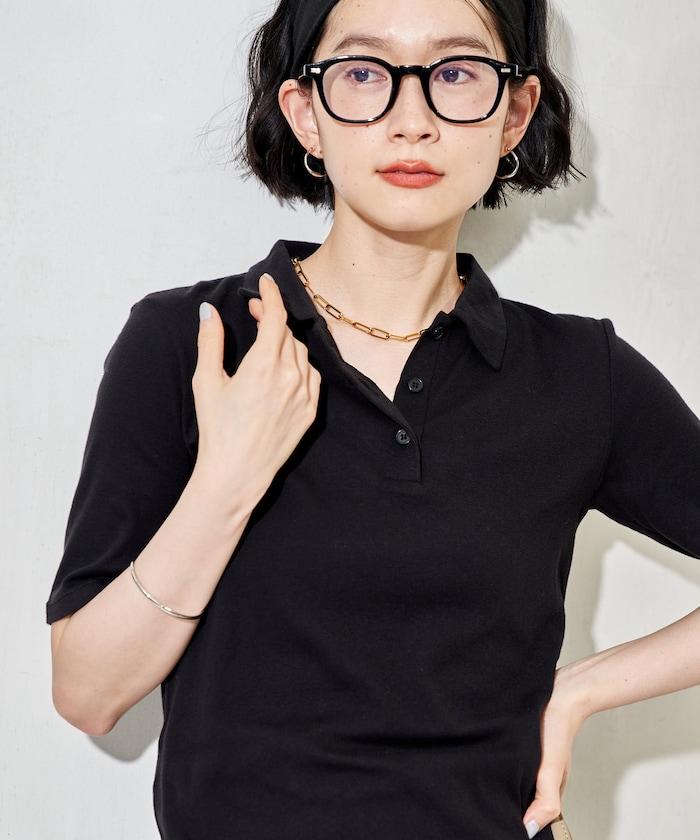 含羊絨 紗布羅紋 五分袖 POLO T恤