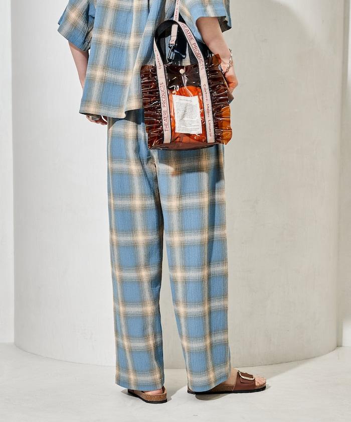 可成套搭配 格紋 紗織棉質 休閒褲