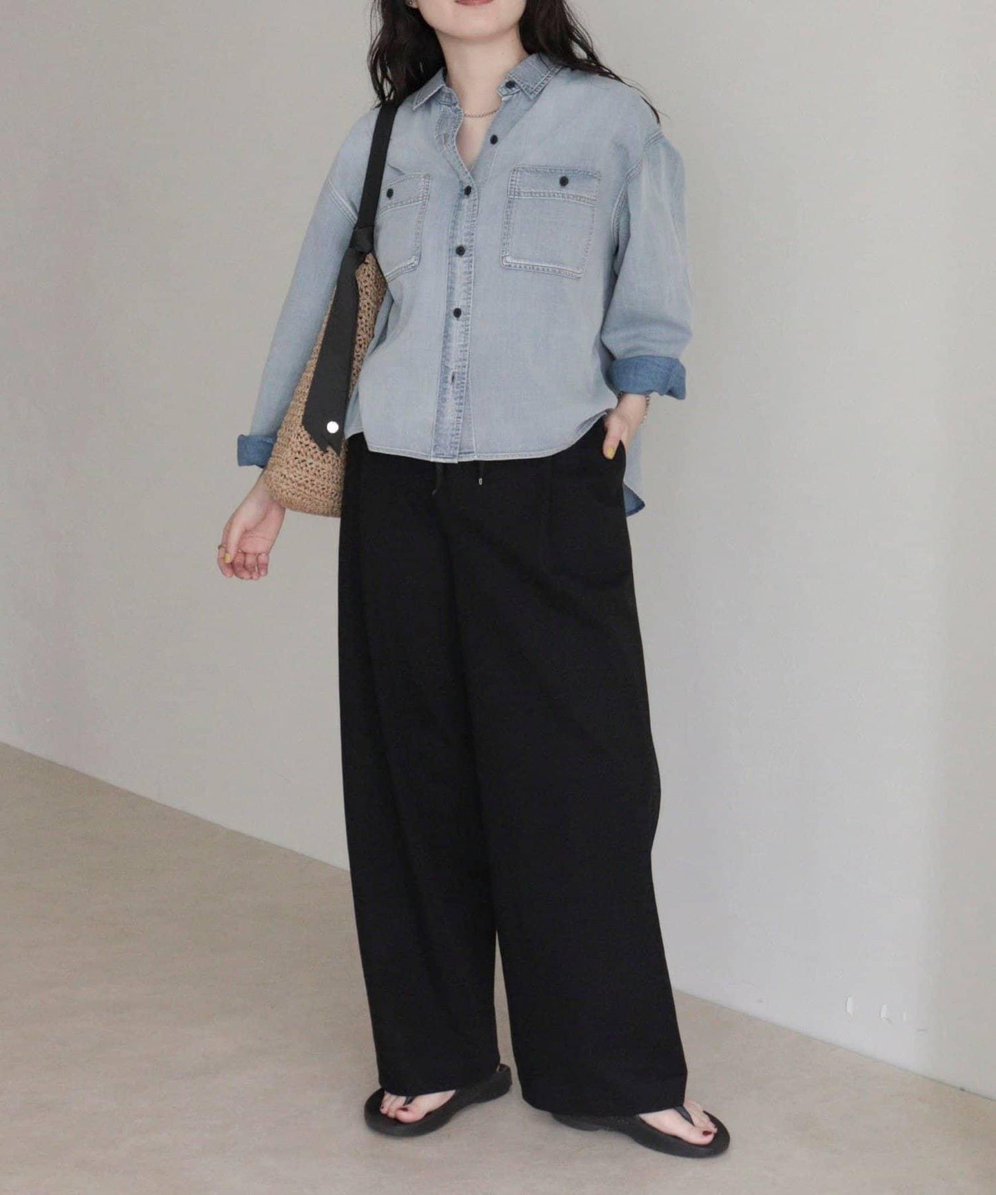 透視牛仔短款襯衫