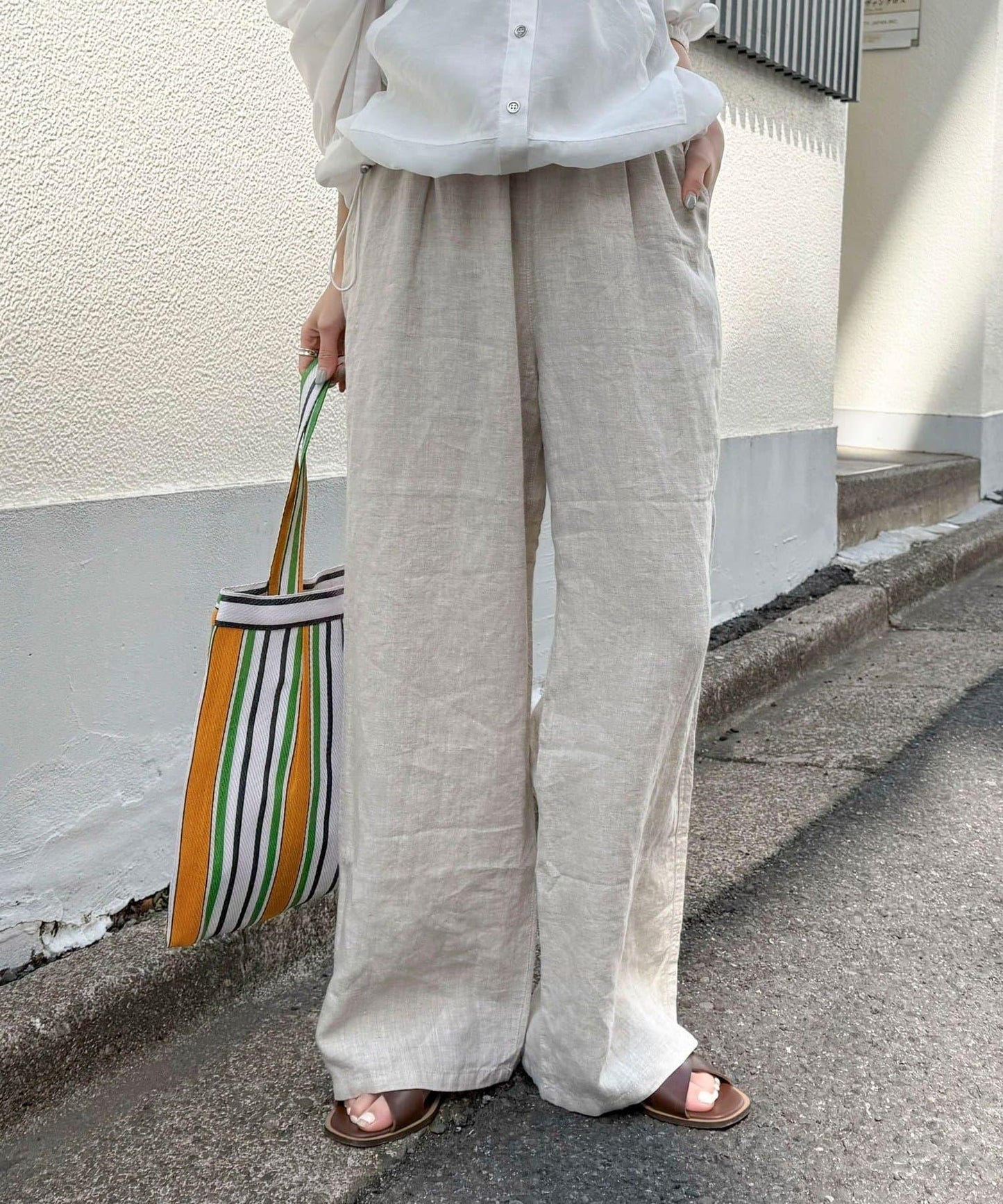 微闊腿寬鬆 LINEN 褲子