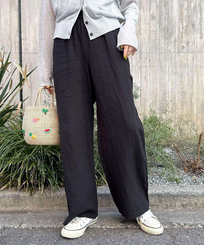 微闊腿寬鬆 LINEN 褲子