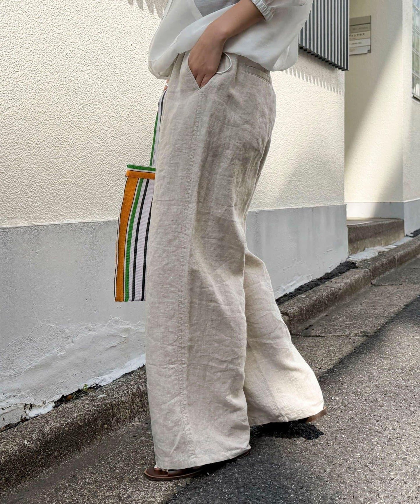 微闊腿寬鬆 LINEN 褲子