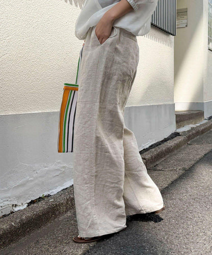 微闊腿寬鬆 LINEN 褲子