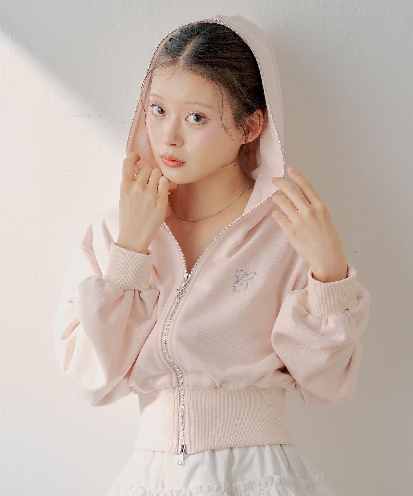 雙拉鍊 短款 連帽衫