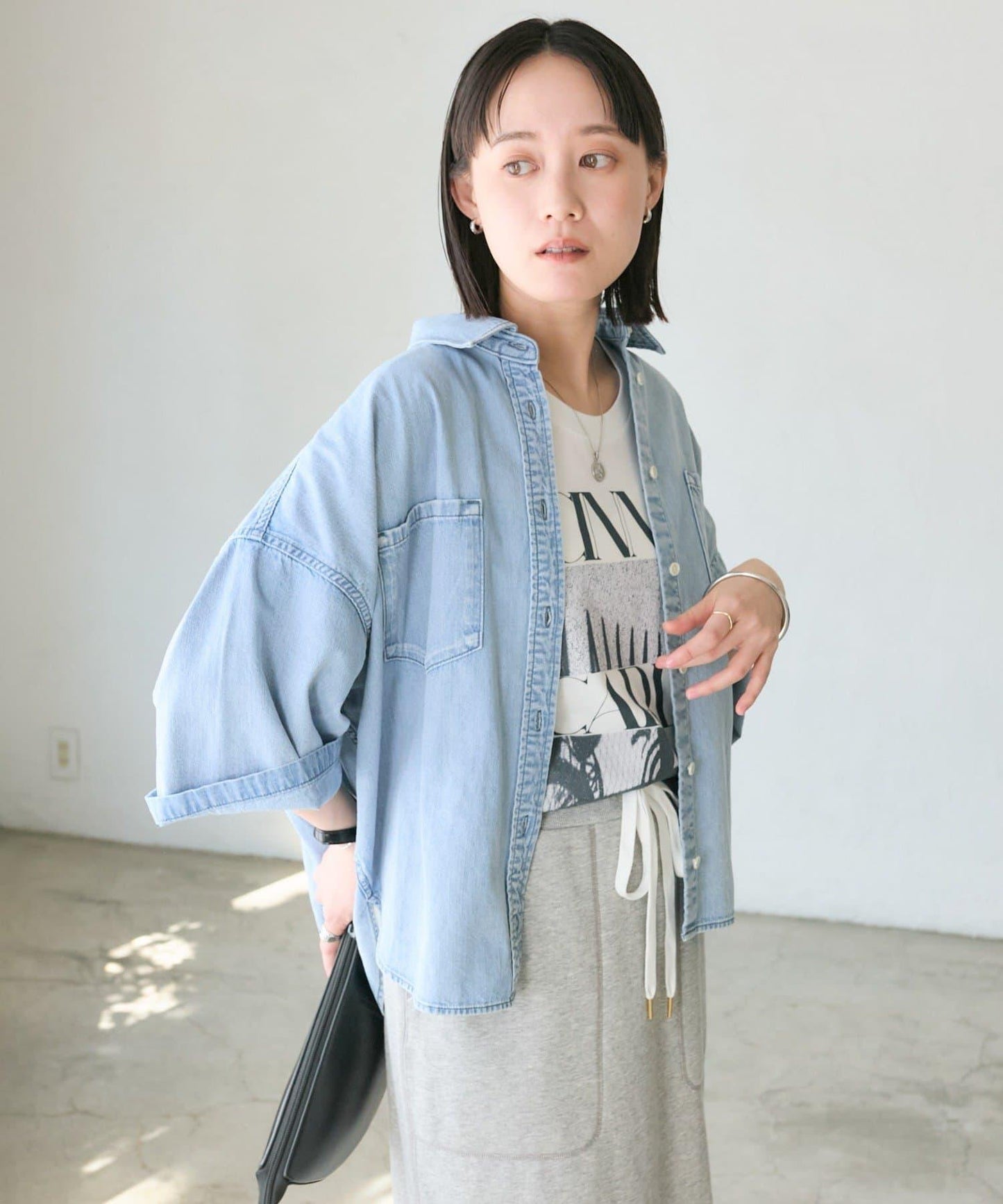 RIMH 斗篷廓形 牛仔面料 襯衫