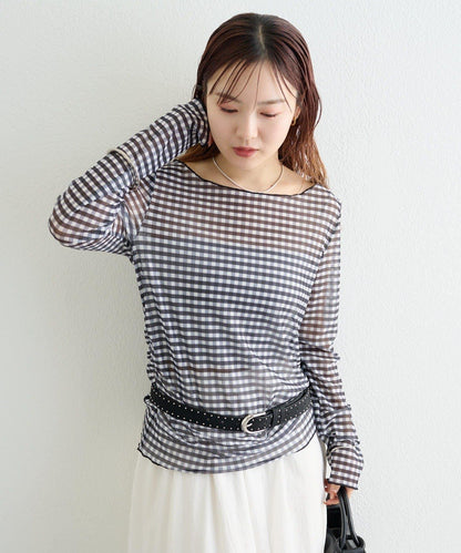 印花透視 長袖T恤