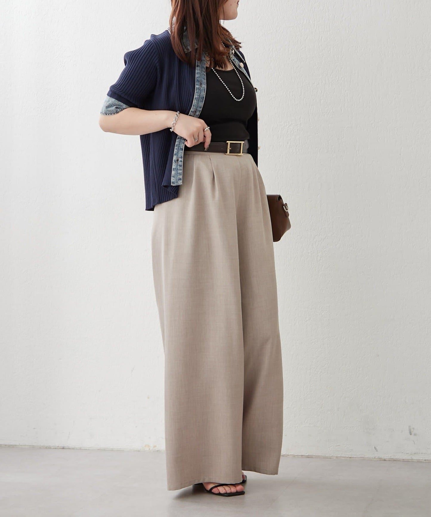 清爽休閒風牛仔拼接針織開衫