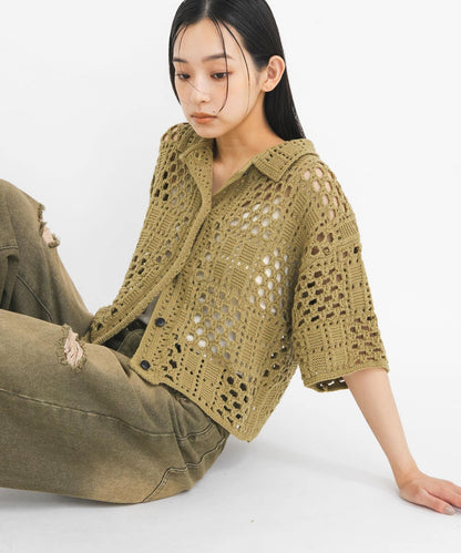 鉤編針織襯衫
