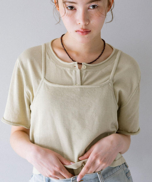 吊帶背心套裝修身設計 針織開衫
