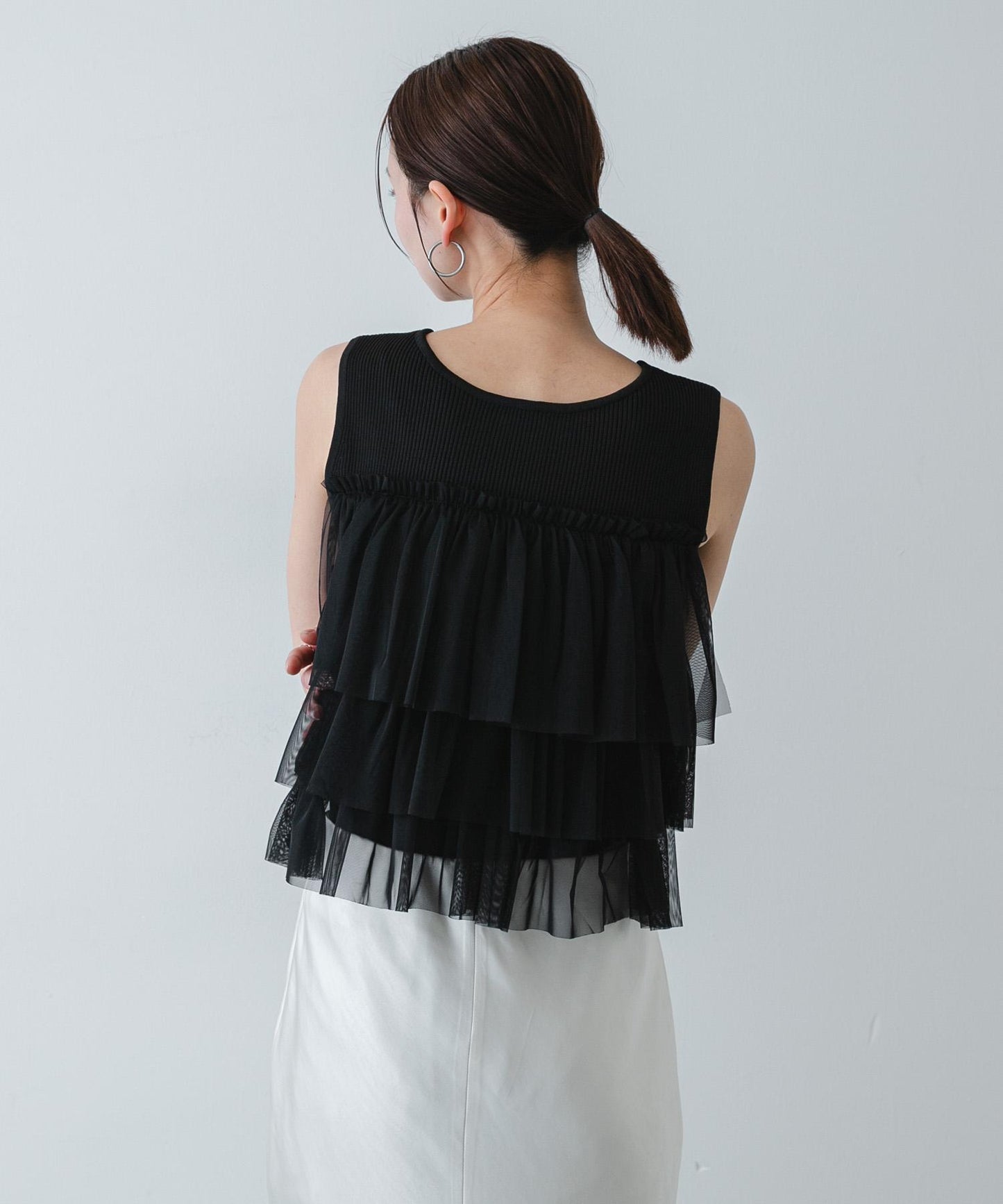 可水洗 雙拉鍊荷葉邊 針織 上衣