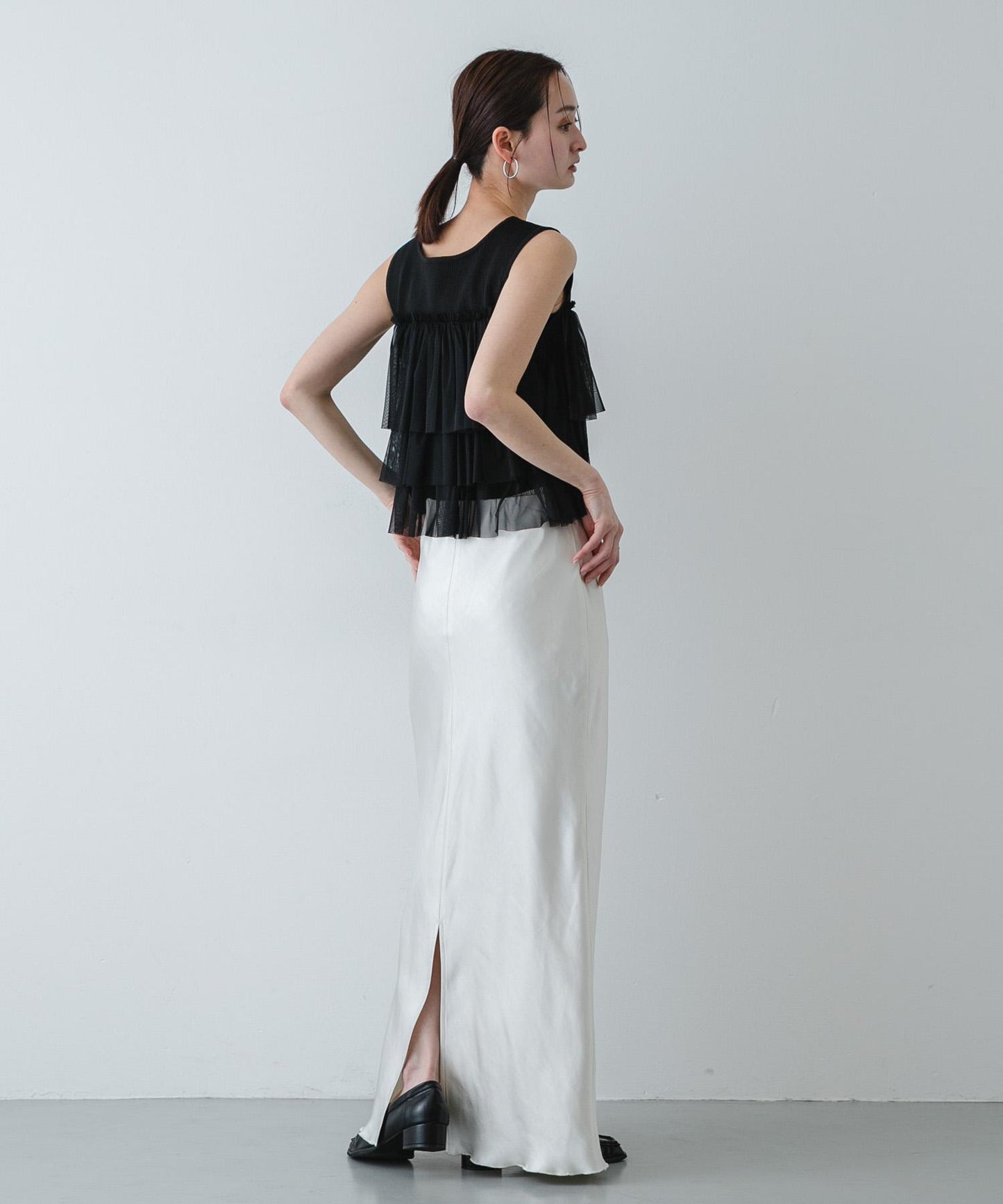 可水洗 雙拉鍊荷葉邊 針織 上衣