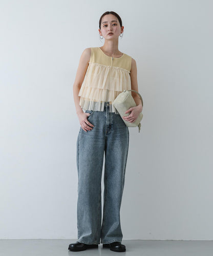 可水洗 雙拉鍊荷葉邊 針織 上衣