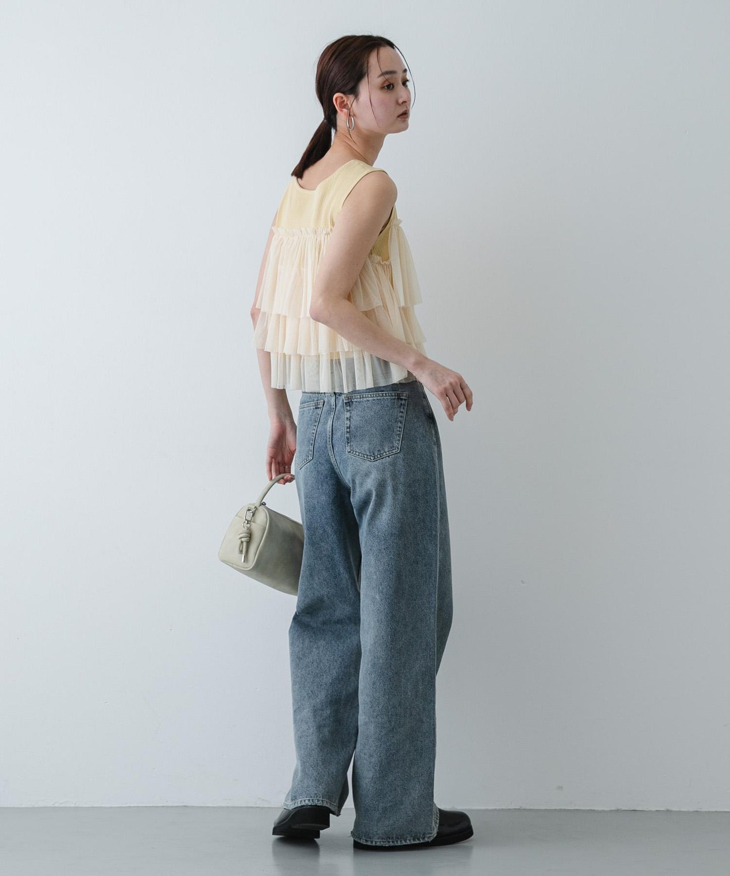 可水洗 雙拉鍊荷葉邊 針織 上衣