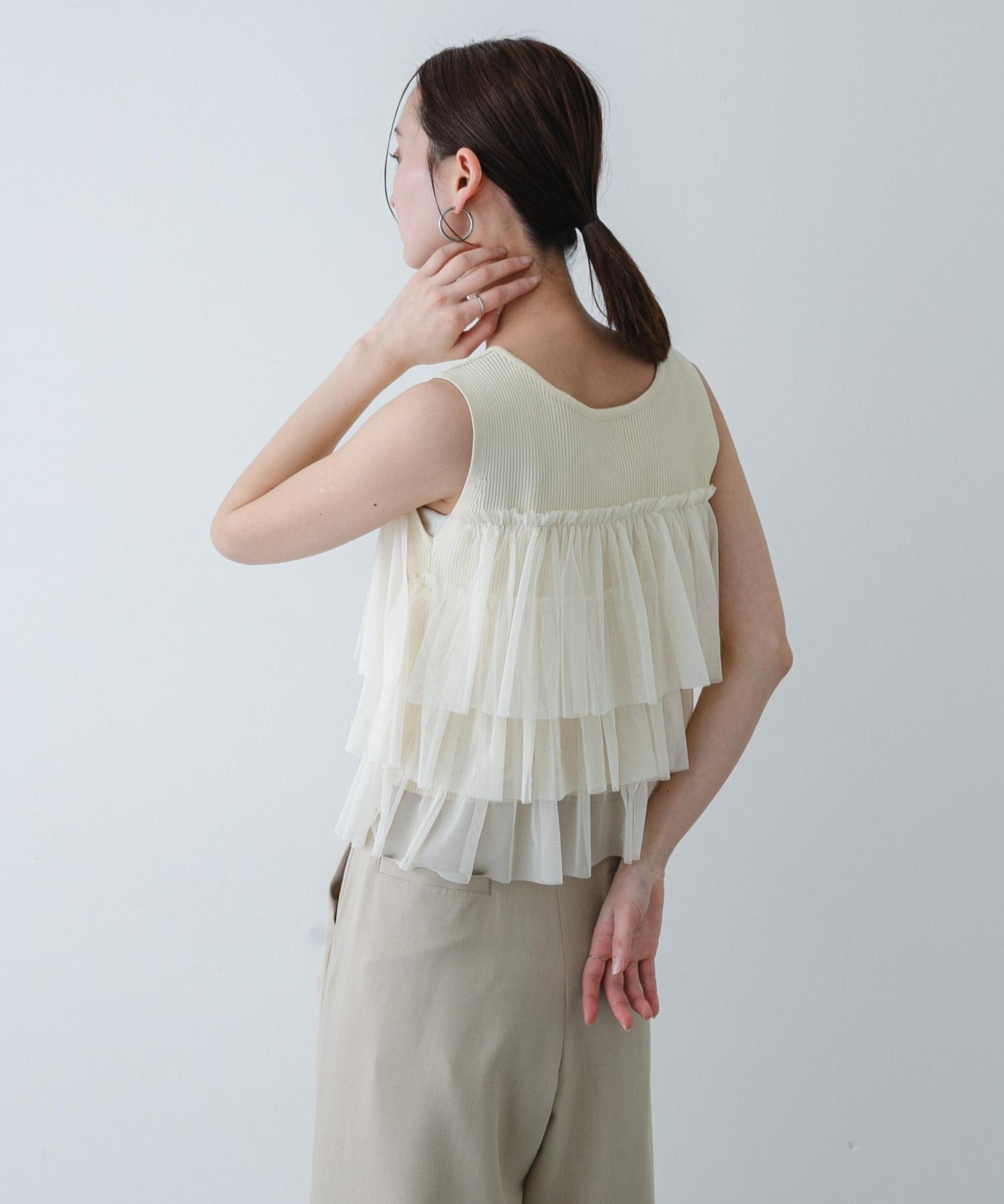 可水洗 雙拉鍊荷葉邊 針織 上衣