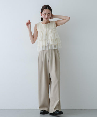 可水洗 雙拉鍊荷葉邊 針織 上衣