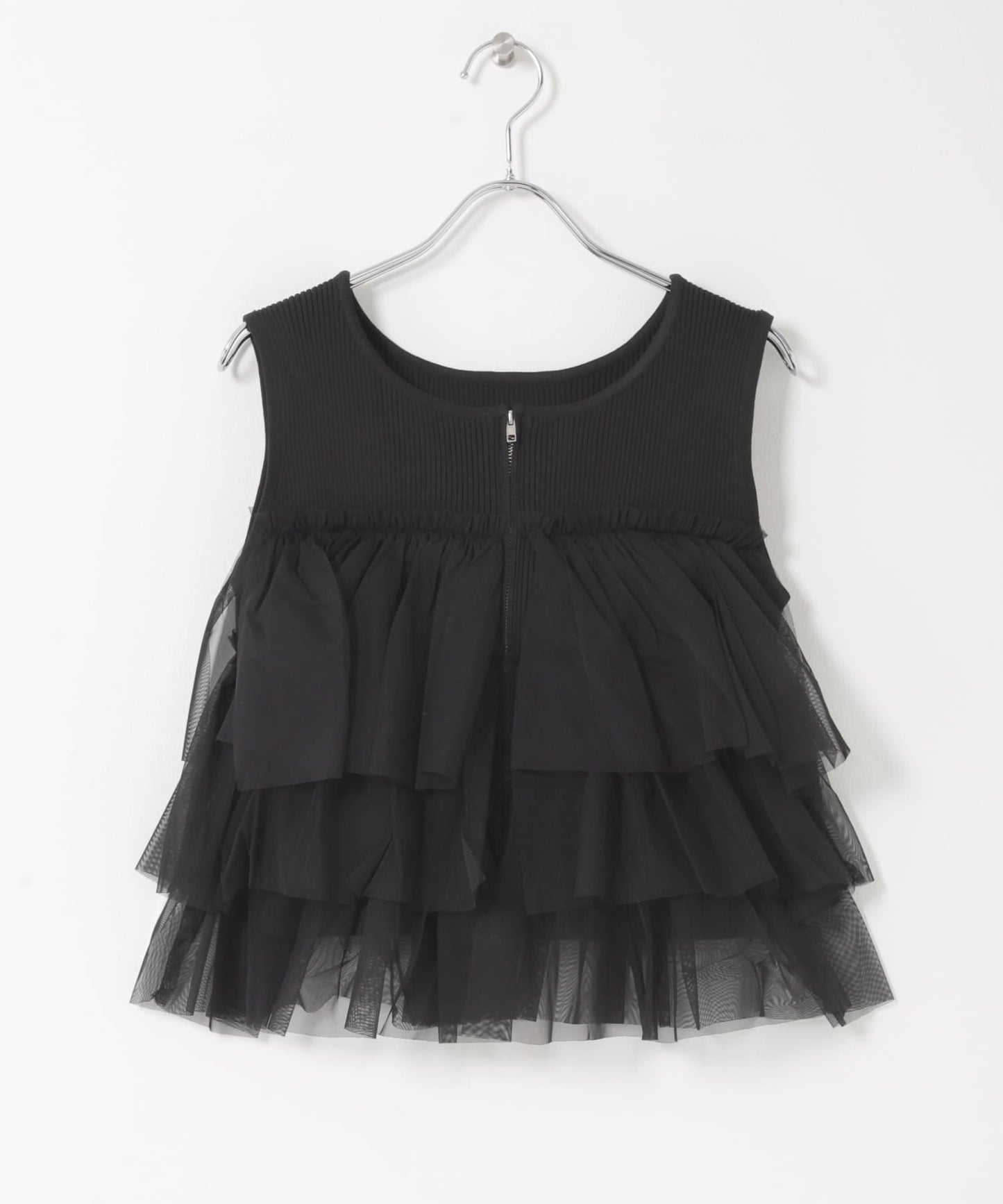 可水洗 雙拉鍊荷葉邊 針織 上衣