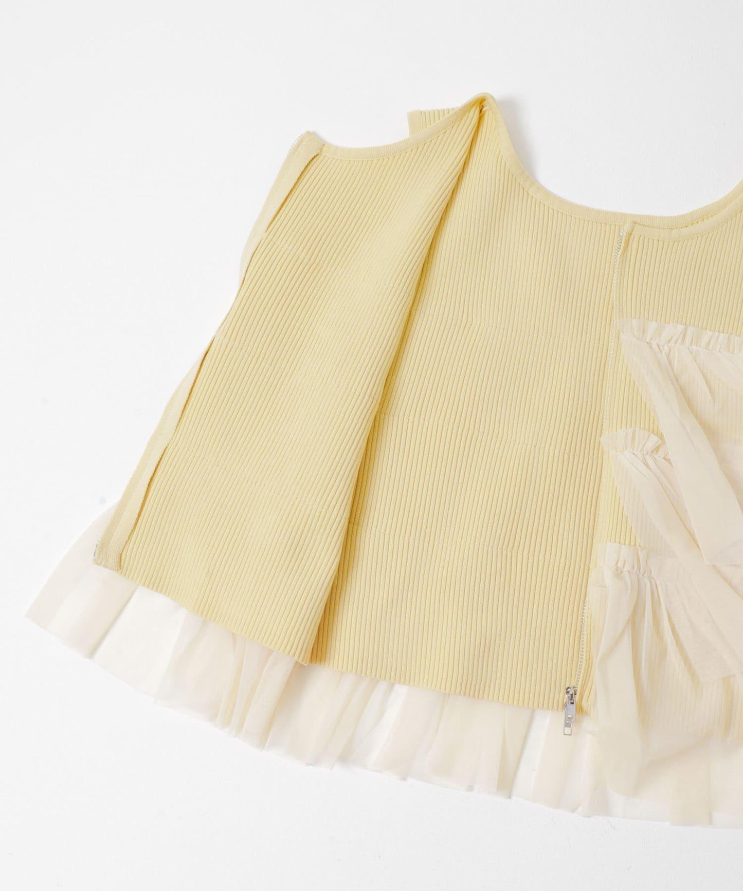 可水洗 雙拉鍊荷葉邊 針織 上衣