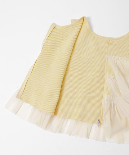 可水洗 雙拉鍊荷葉邊 針織 上衣