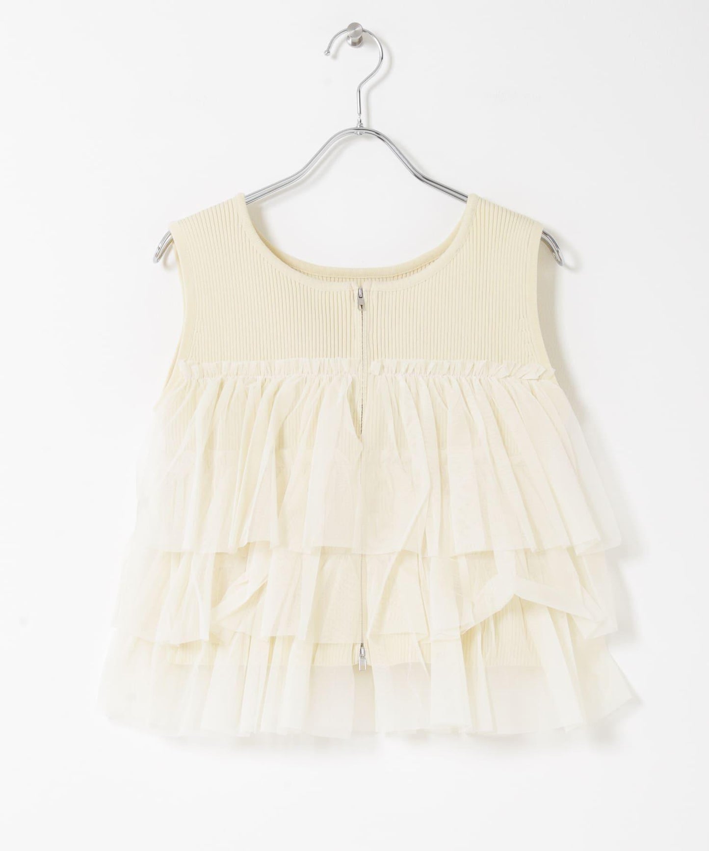 可水洗 雙拉鍊荷葉邊 針織 上衣