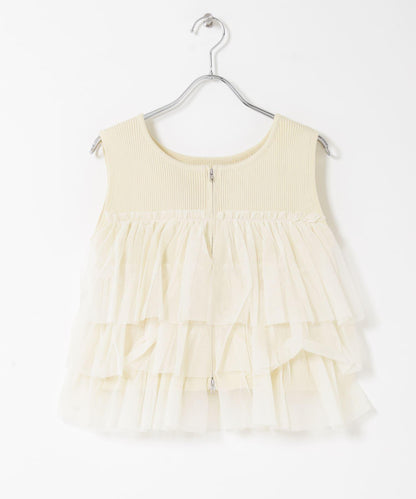 可水洗 雙拉鍊荷葉邊 針織 上衣