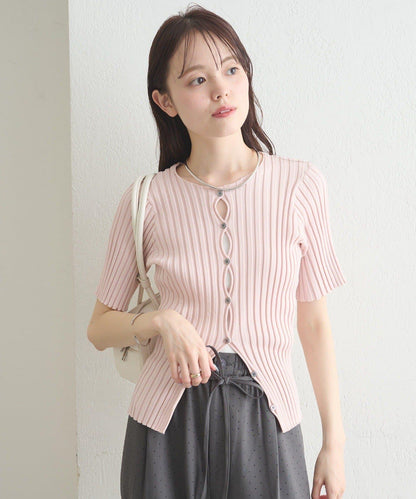 圓弧開叉 短袖 針織開衫