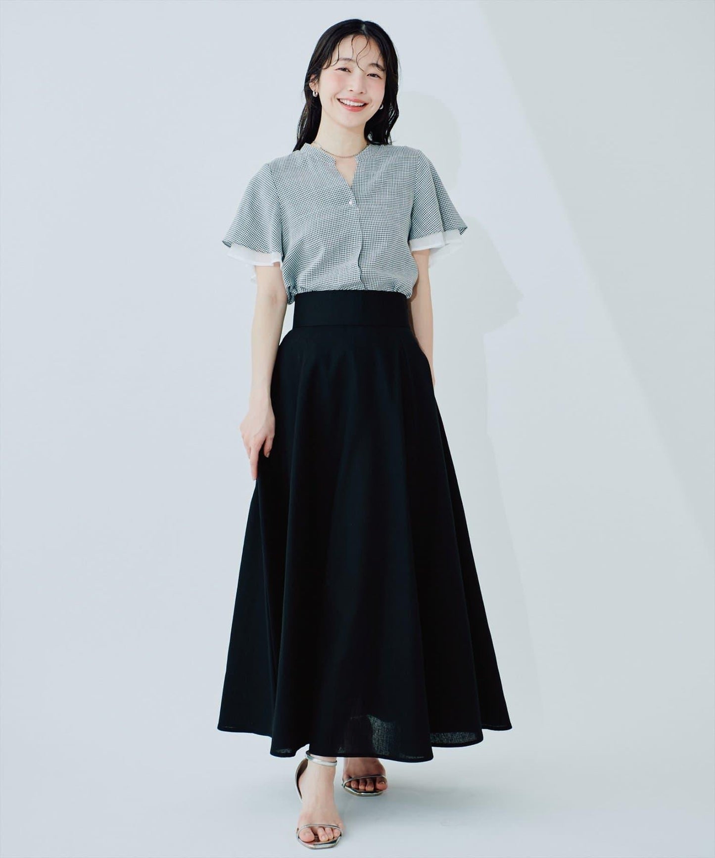 棉麻 高腰 圓擺 半身裙