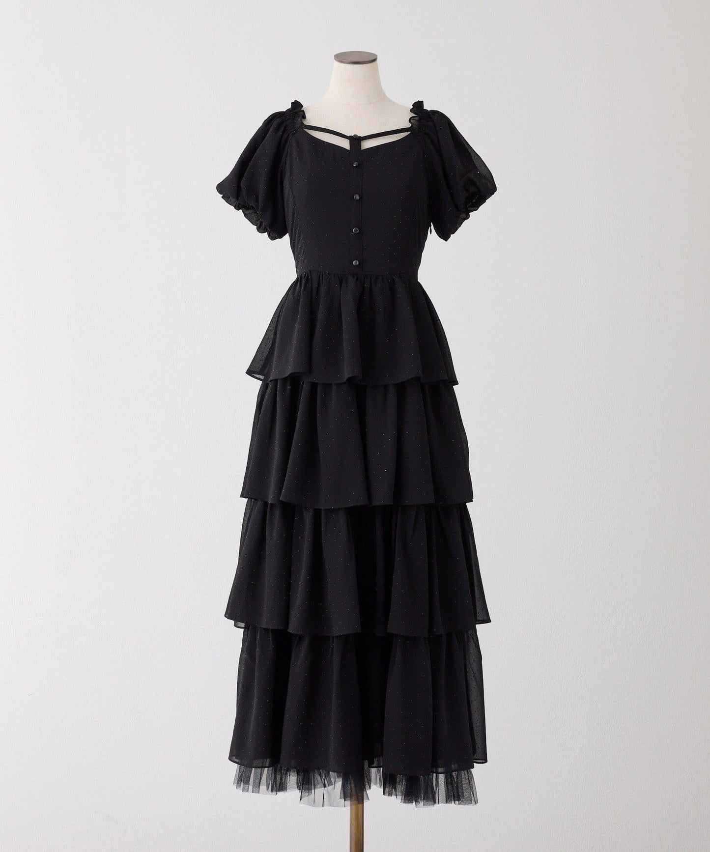 Black Ribbon Collection 後繫帶層疊設計連衣裙
