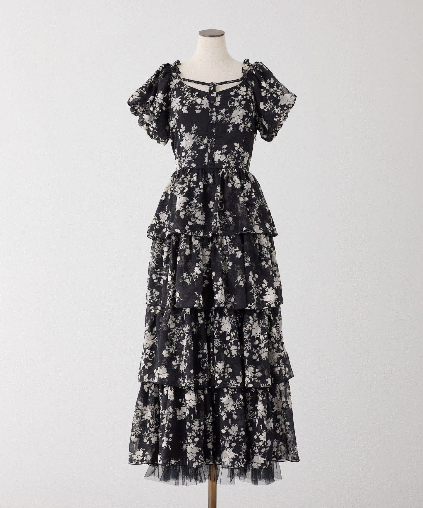 Black Ribbon Collection 後繫帶層疊設計連衣裙