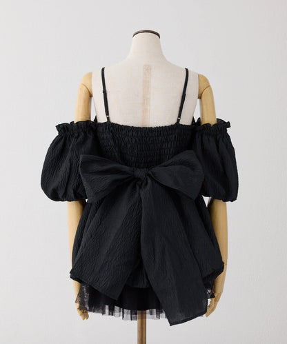 Black Ribbon Collection 背部蝴蝶結設計 短款連衣裙