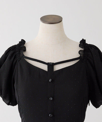 Black Ribbon Collection 後繫帶層疊設計連衣裙