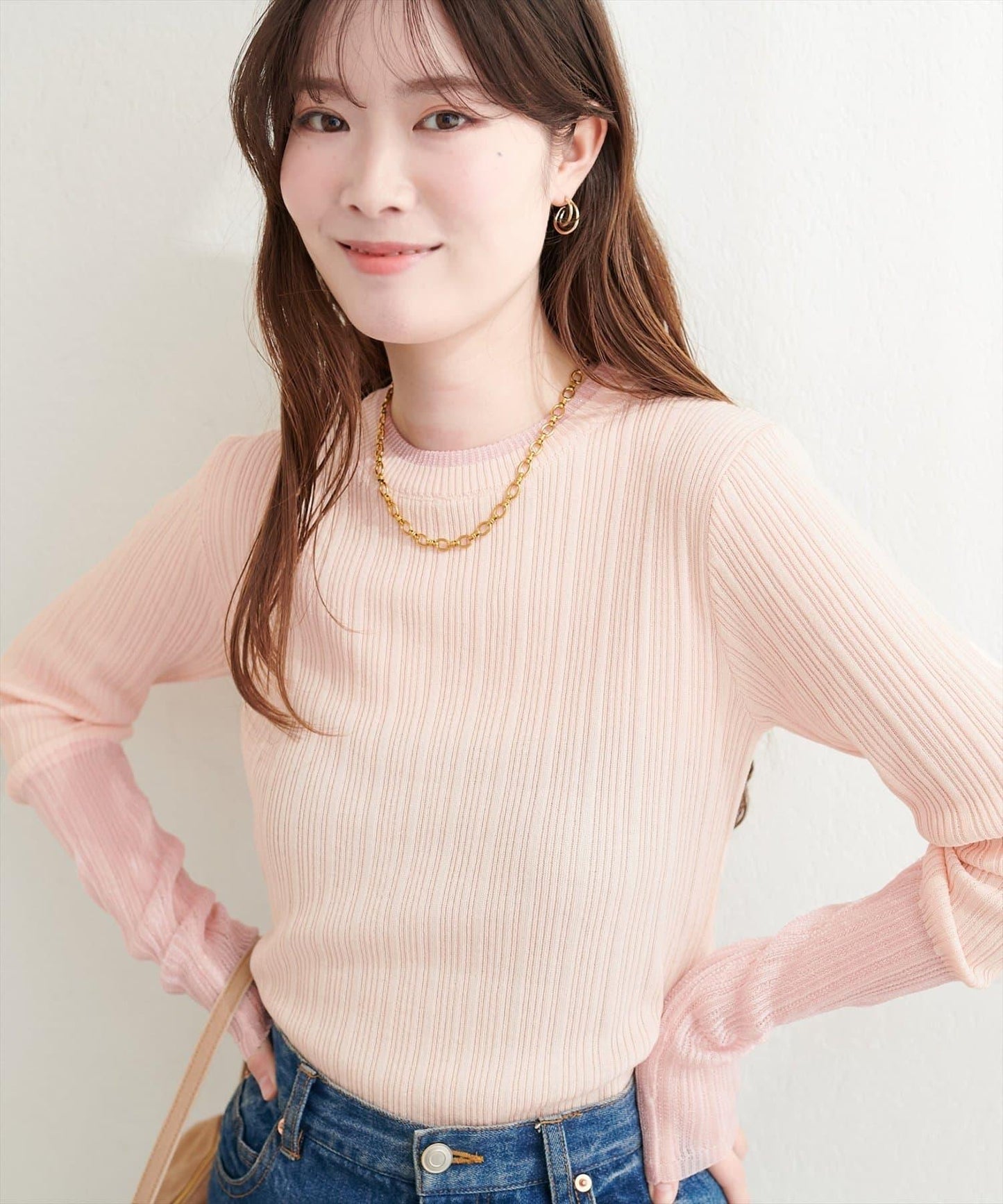 亞麻觸感 不規則羅紋 針織套頭衫