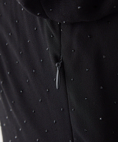 Black Ribbon Collection 後繫帶層疊設計連衣裙
