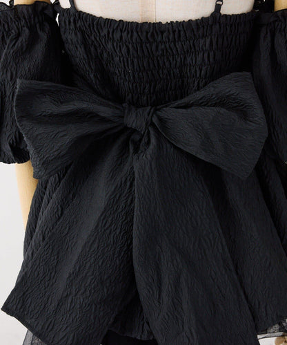 Black Ribbon Collection 背部蝴蝶結設計 短款連衣裙