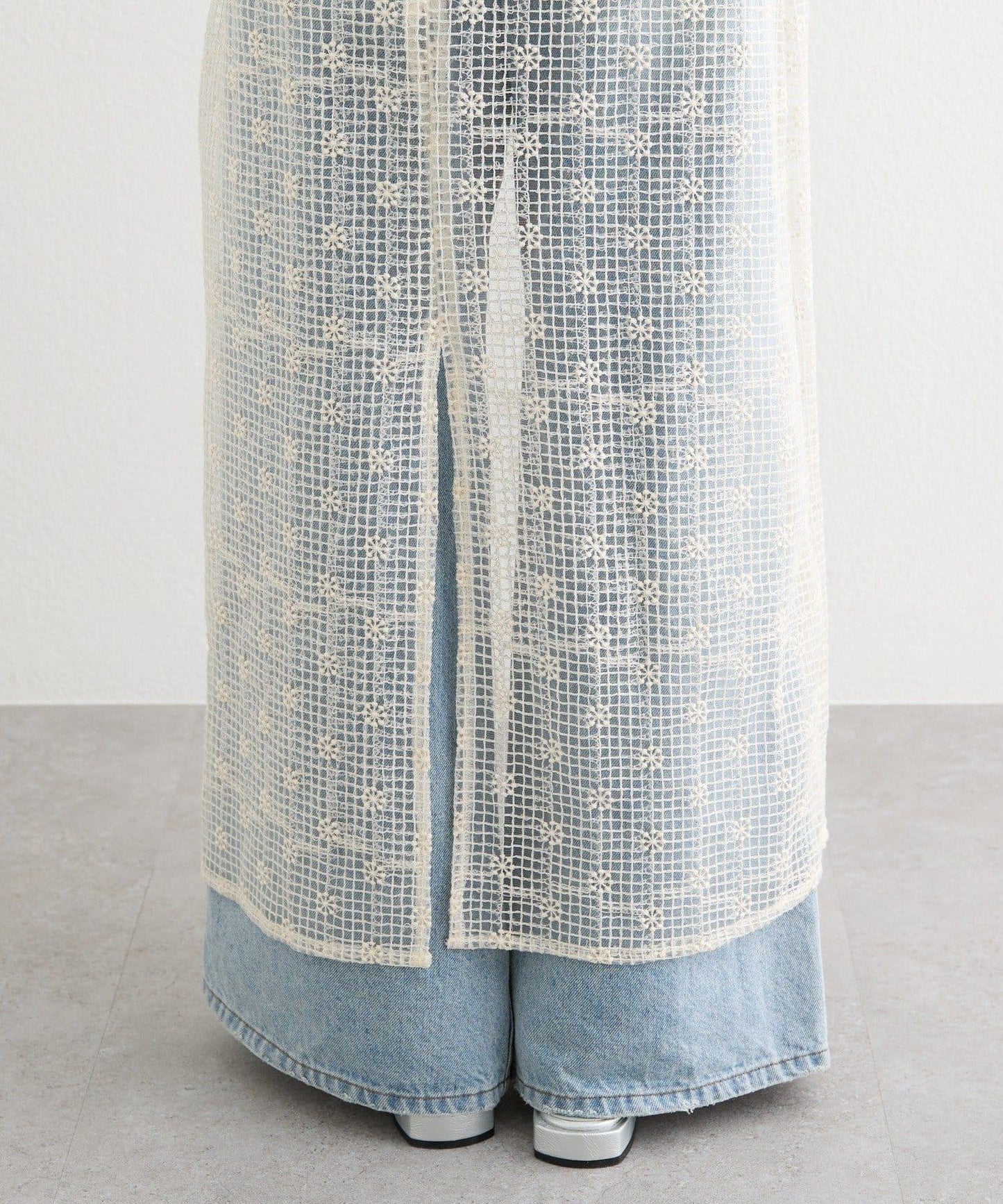 花朵蕾絲 長款 連衣裙