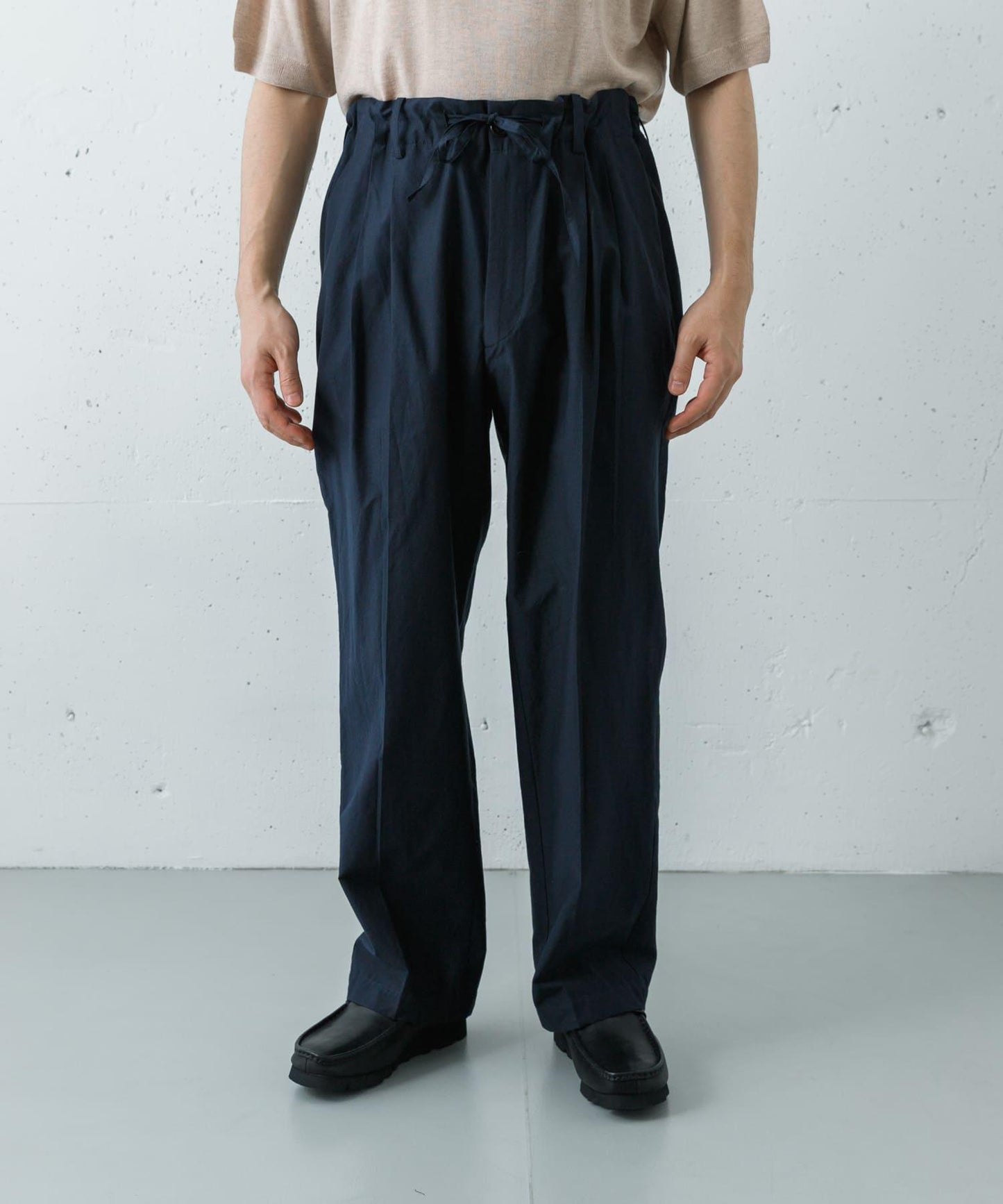 棉絲混紡無腰帶褲子 FUJI COTTON SILK BELTLESS PANTS