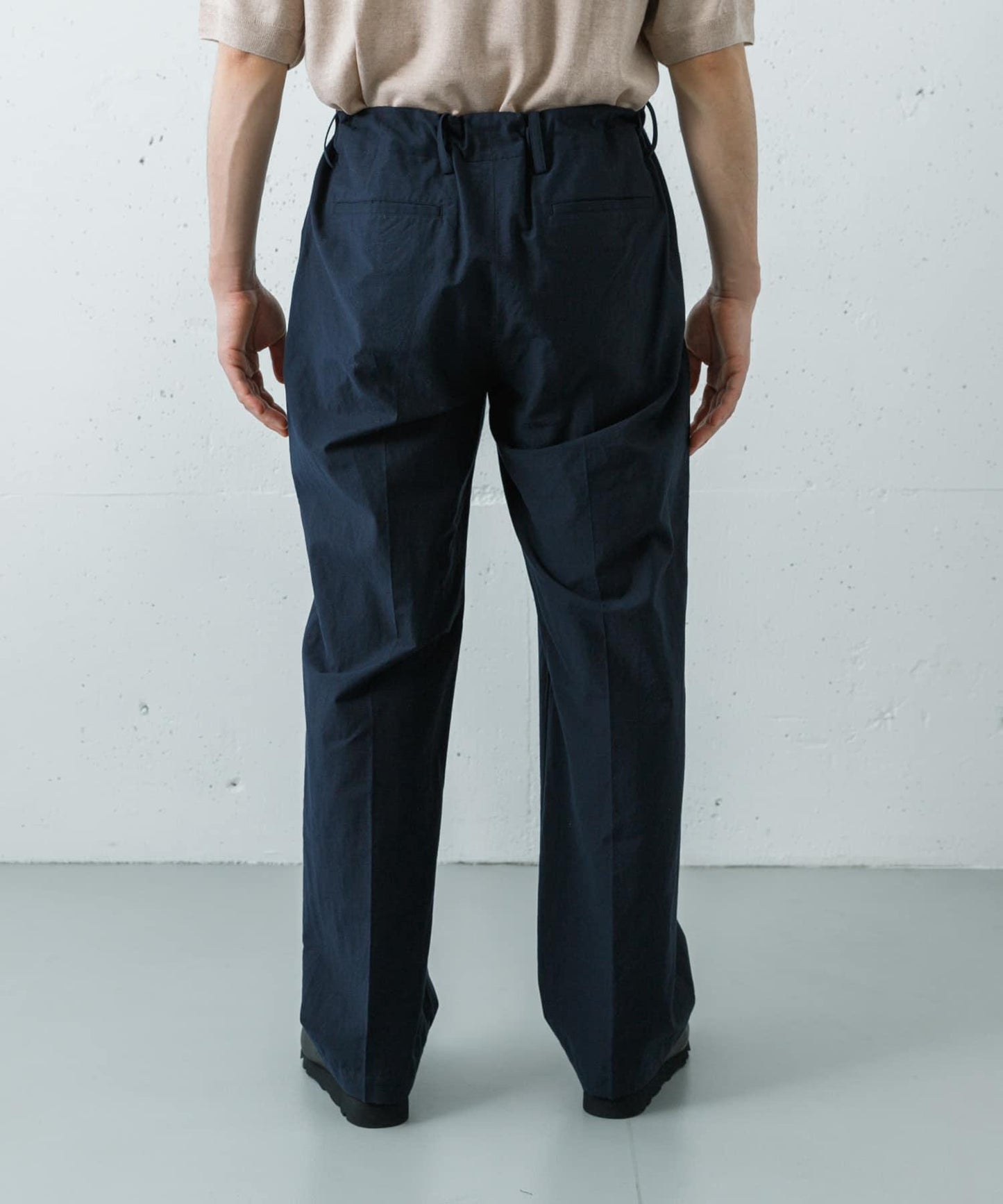 棉絲混紡無腰帶褲子 FUJI COTTON SILK BELTLESS PANTS