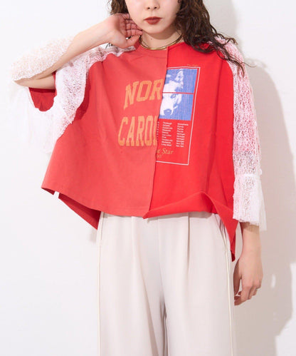 袖部蕾絲拼接學院風 etsinta Tee T恤