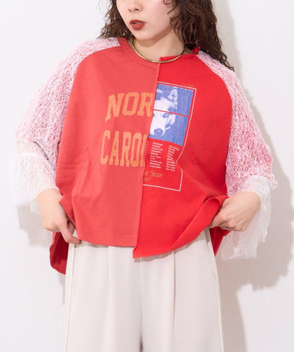 袖部蕾絲拼接學院風 etsinta Tee T恤