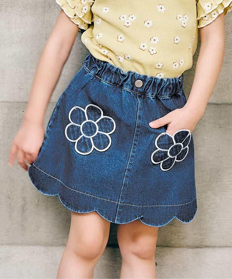 花朵口袋 內搭安全褲 半身裙