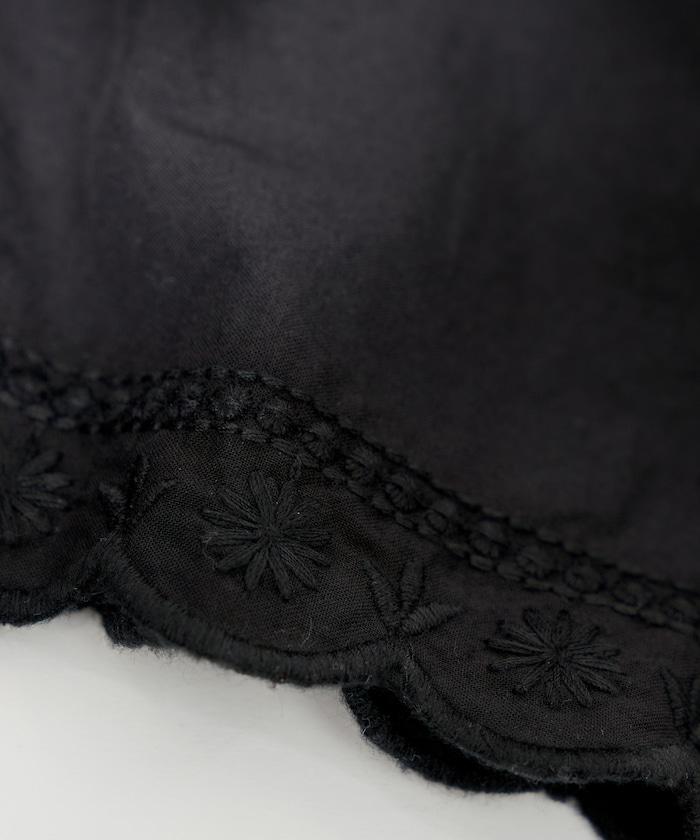 印度風裾部刺繡 闊腿 彈力休閒褲