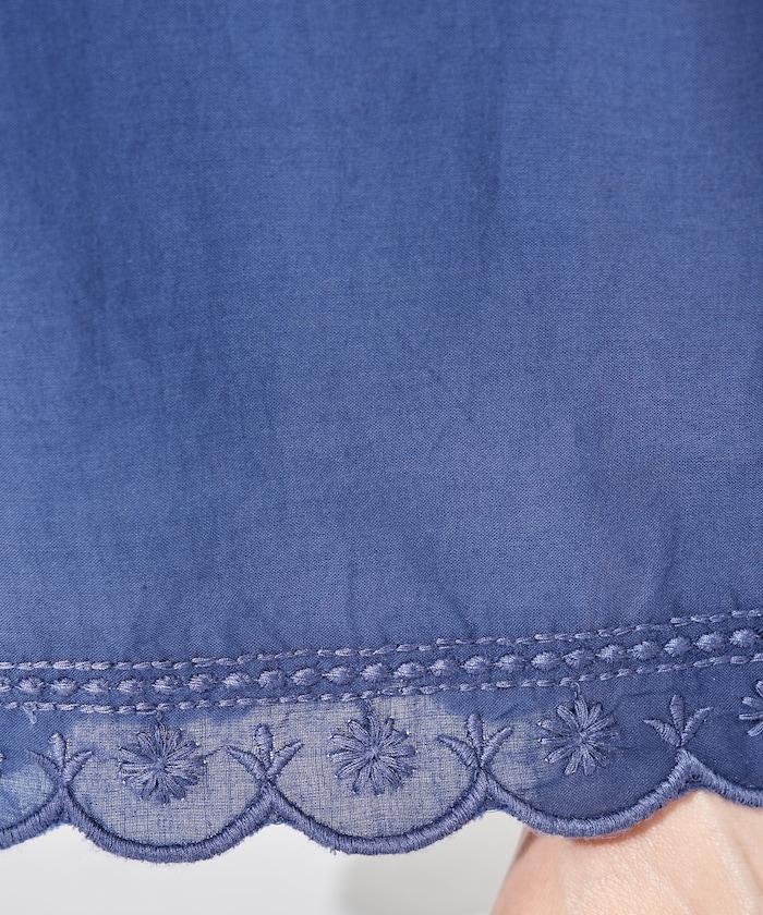 印度風裾部刺繡 闊腿 彈力休閒褲