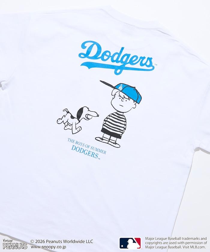 PEANUTS（花生漫畫） × MLB  大廓形 背部印花 短袖T恤 DODGERS
