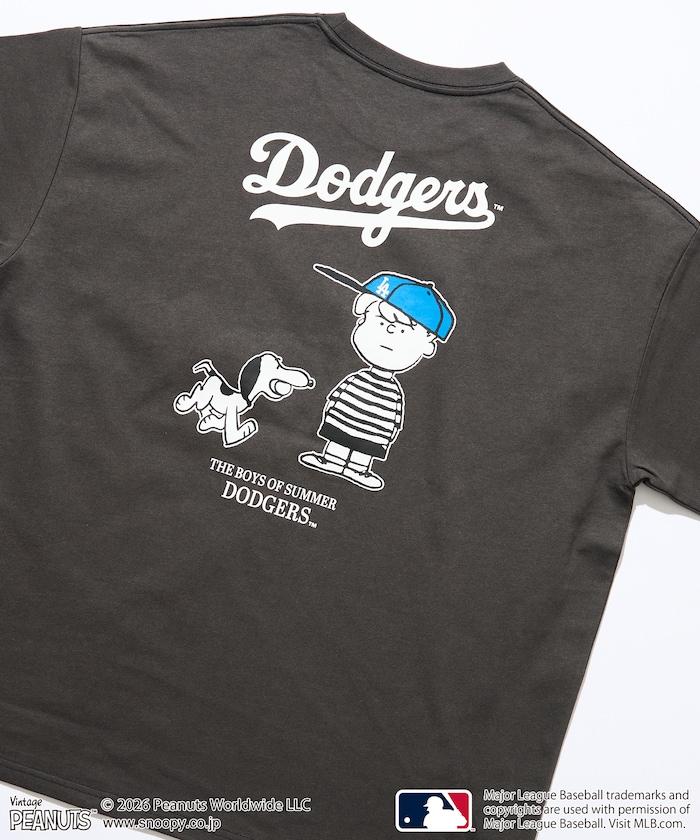 PEANUTS（花生漫畫） × MLB  大廓形 背部印花 短袖T恤 DODGERS