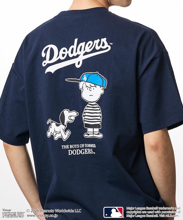 PEANUTS（花生漫畫） × MLB  大廓形 背部印花 短袖T恤 DODGERS