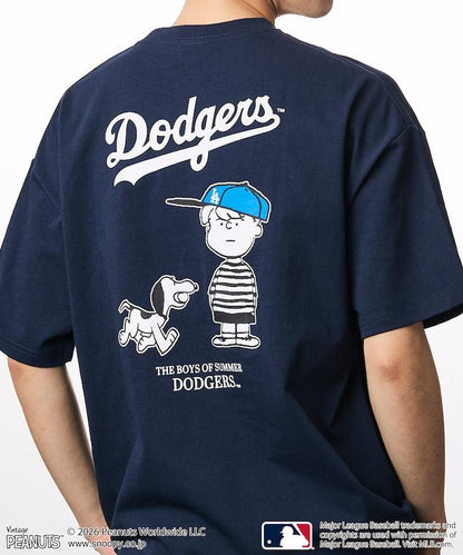 PEANUTS（花生漫畫） × MLB  大廓形 背部印花 短袖T恤 DODGERS