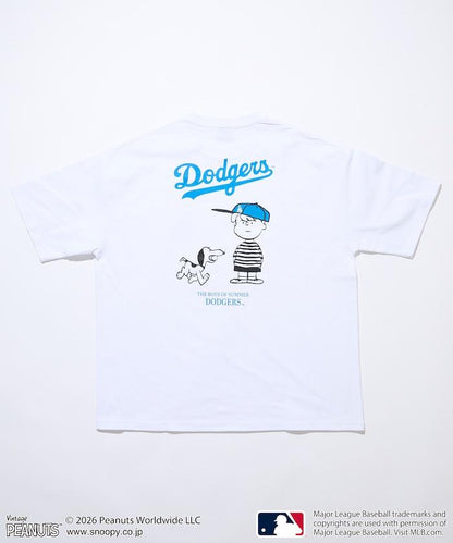 PEANUTS（花生漫畫） × MLB  大廓形 背部印花 短袖T恤 DODGERS