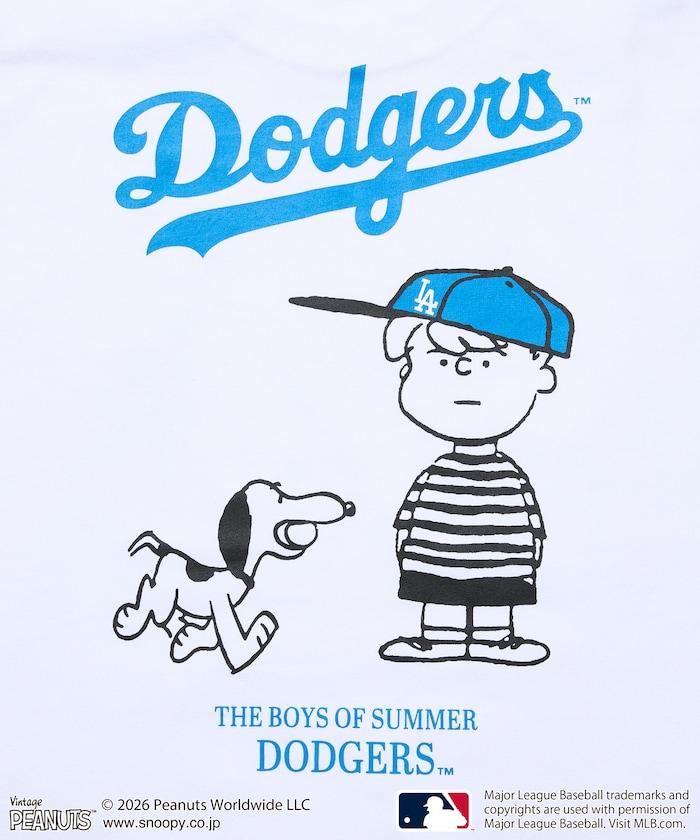 PEANUTS（花生漫畫） × MLB  大廓形 背部印花 短袖T恤 DODGERS
