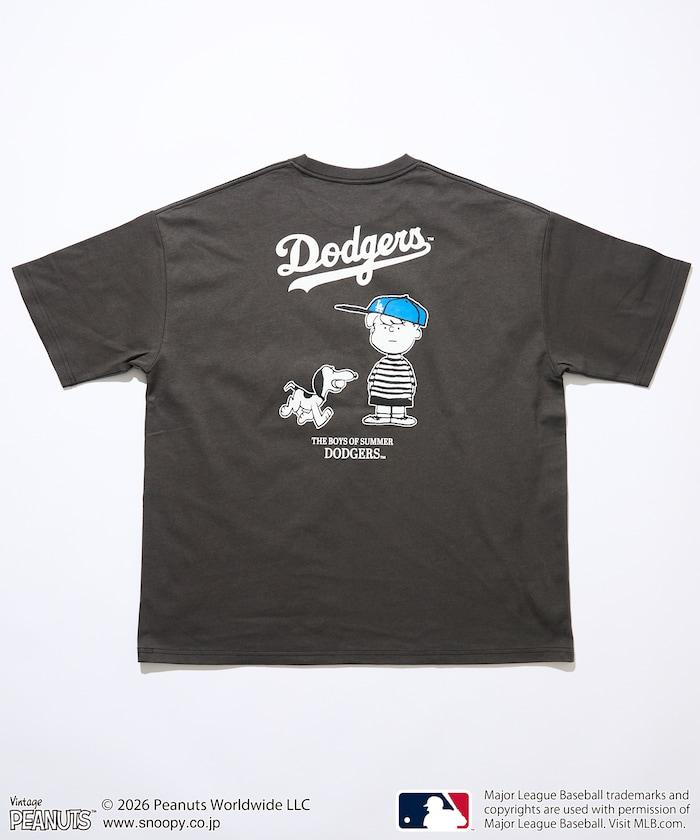 PEANUTS（花生漫畫） × MLB  大廓形 背部印花 短袖T恤 DODGERS